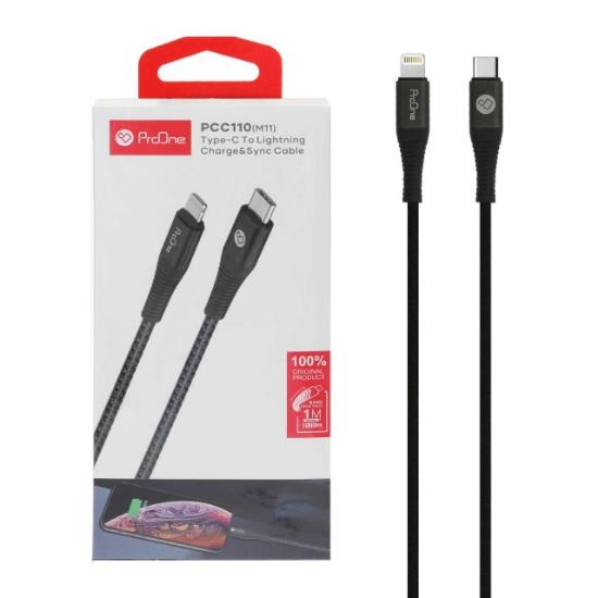 کابل تبدیل USB-C به لایتنینگ پرووان مدل PCC110 M11 طول 1متر ProOne PCC110 M11 USB-C To Lightning Cable 1M